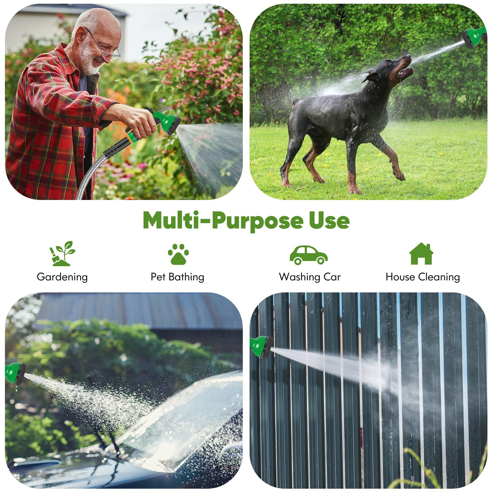 Unywarse stainless steel hose withstands pet bites and punctures for longer life.