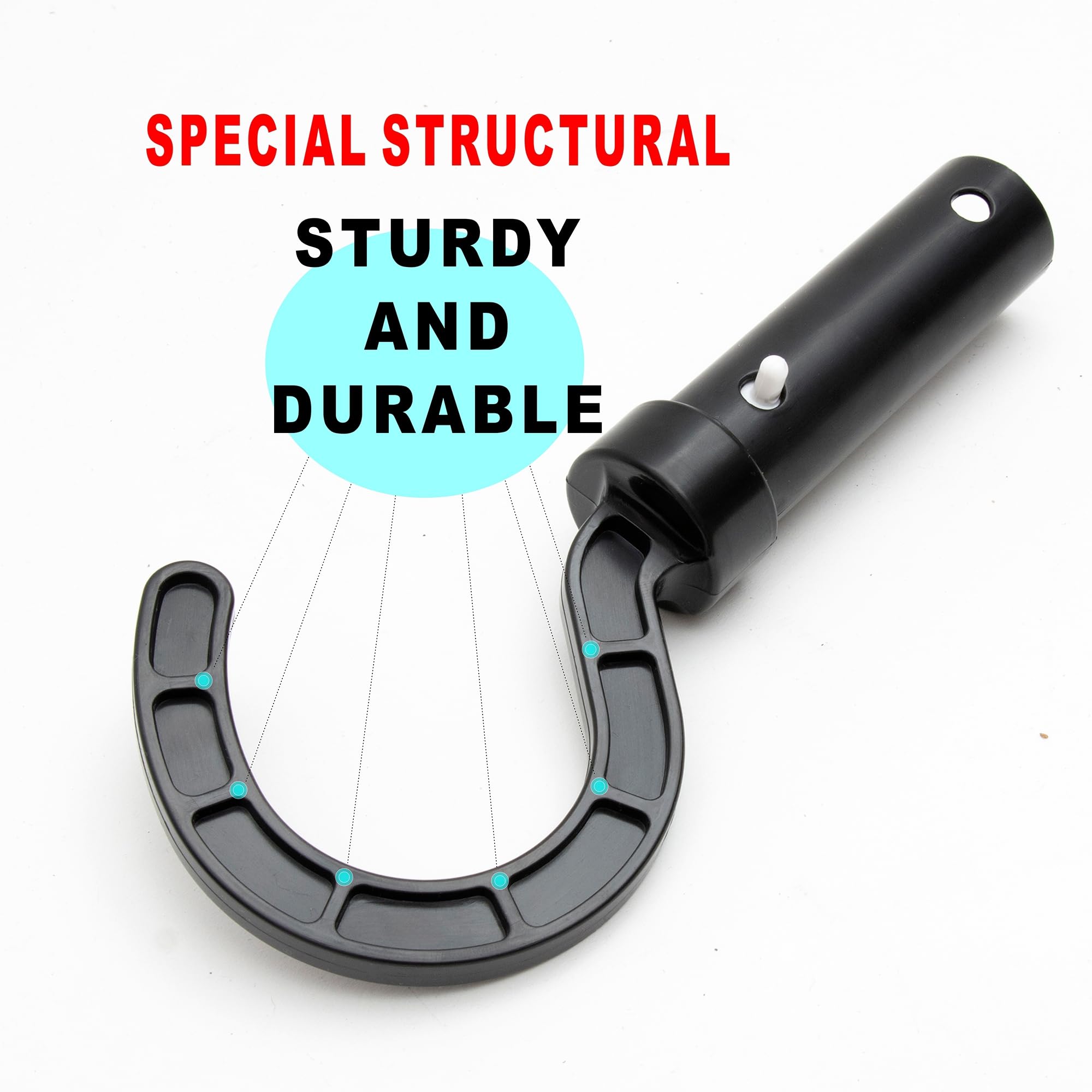 Uoark hook connects to telescopic poles with adjustable angle for versatile cleaning reach.