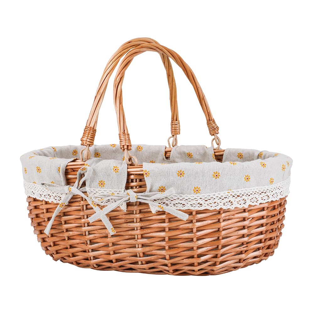 UoeRing large wicker picnic basket front view shows sturdy construction for outdoor use