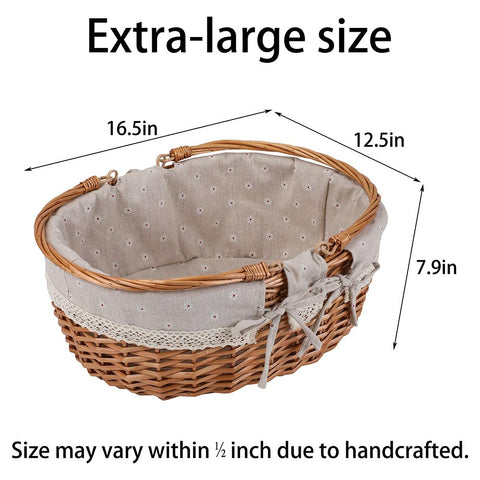 UoeRing large-capacity picnic basket ideal for packing fruits, breads, and snacks.