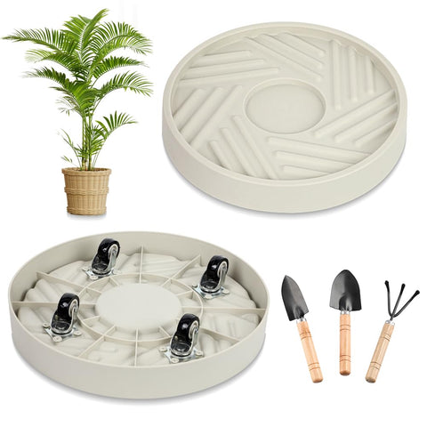 UoeRing plant caddy with hidden wheels enables easy indoor plant movement.