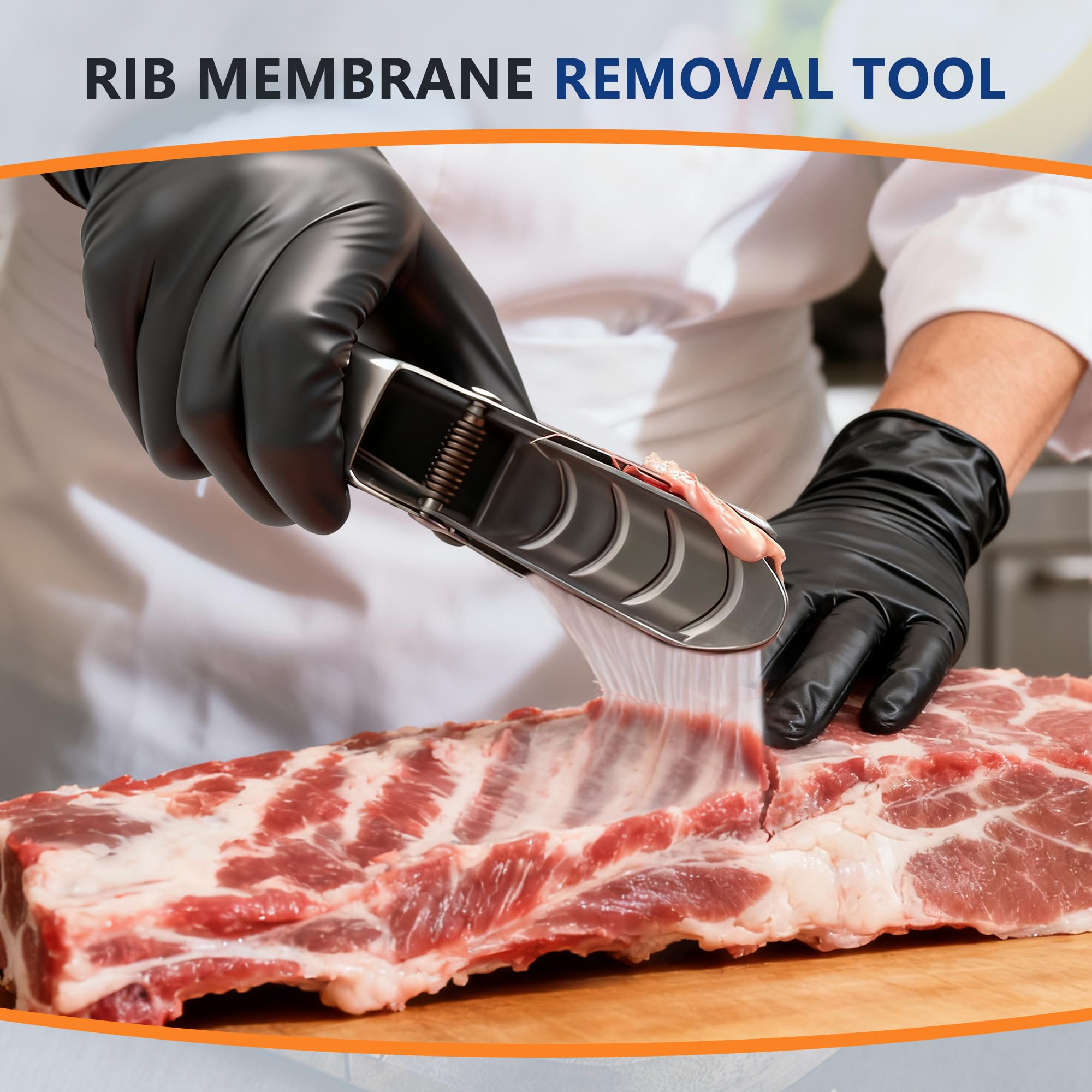 Close-up of the ergonomic rubber grip on the UoeRing rib membrane remover