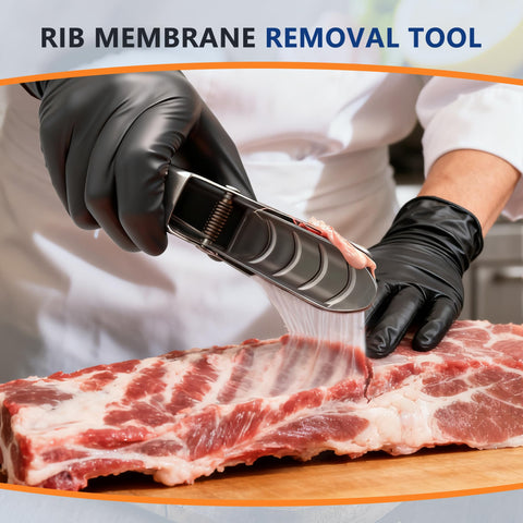 Close-up of the ergonomic rubber grip on the UoeRing rib membrane remover