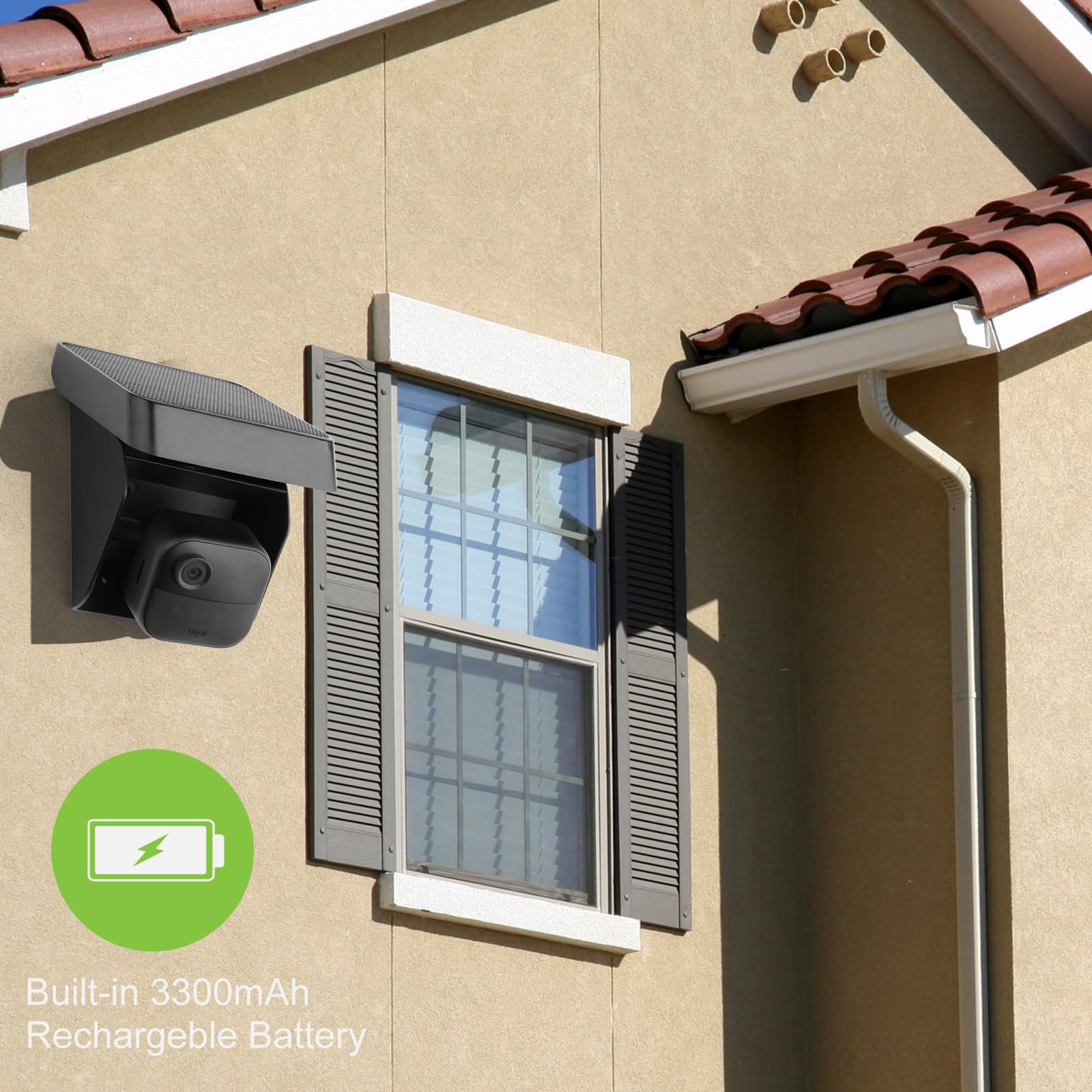 Uogw solar panel mount waterproof cover protects Blink camera from rain and snow.