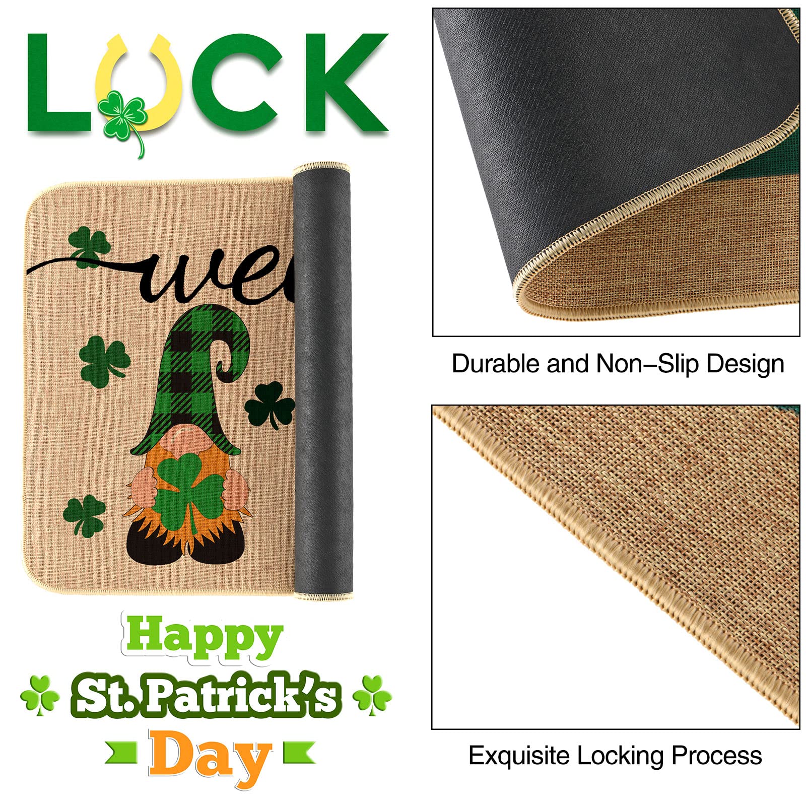 Bright St. Patrick’s Day mat from UONMAY adds festive charm and practicality.