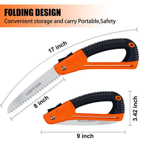 Uopyeri folding saw with ergonomic handle for comfortable long pruning sessions