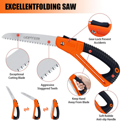 Uopyeri folding saw gear-lock safety keeps blade secure during use