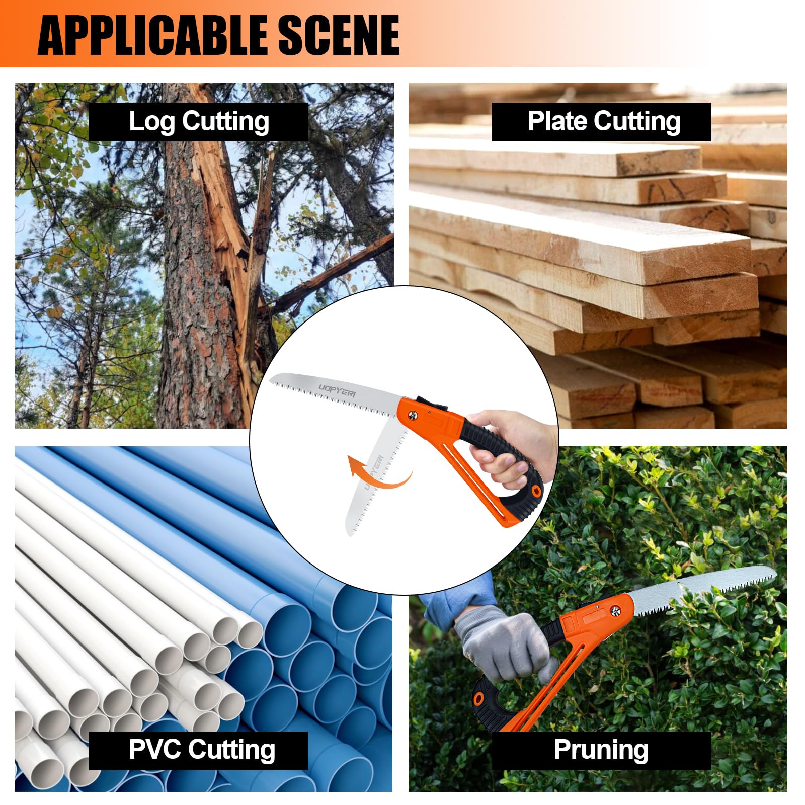 Uopyeri folding saw versatile for wood, PVC, plywood cutting outdoors