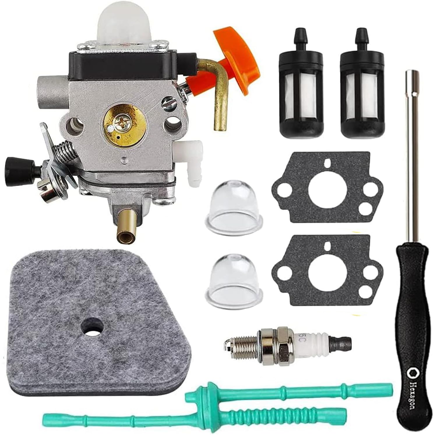 Uorimy FS90R carburetor close-up for STIHL trimmers, reliable fuel delivery.