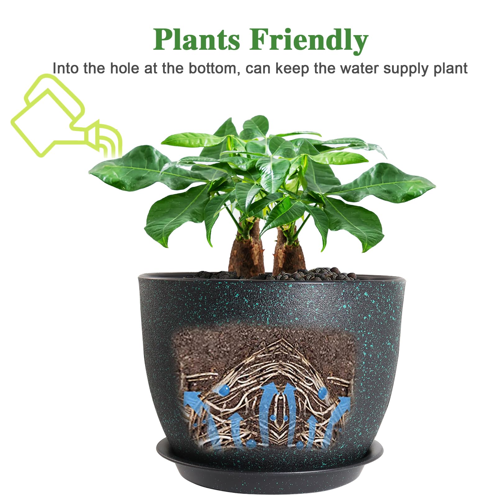 UOUZ 12-inch pot ideal for repotting large plants like fiddle-leaf fig.