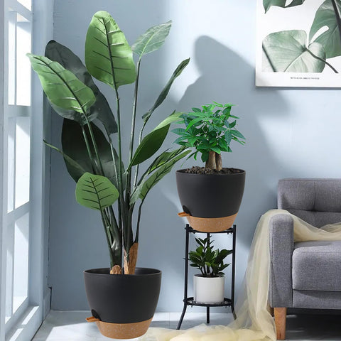 UOUZ 12-inch planter pairs with about 5 gallons of soil for balanced moisture.