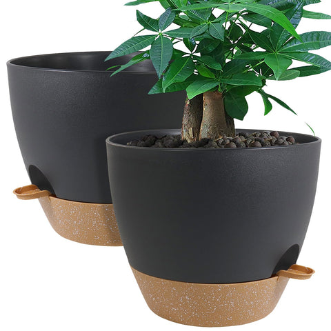 UOUZ 12-inch self-watering planter with deep reservoir maintains moisture between fills.