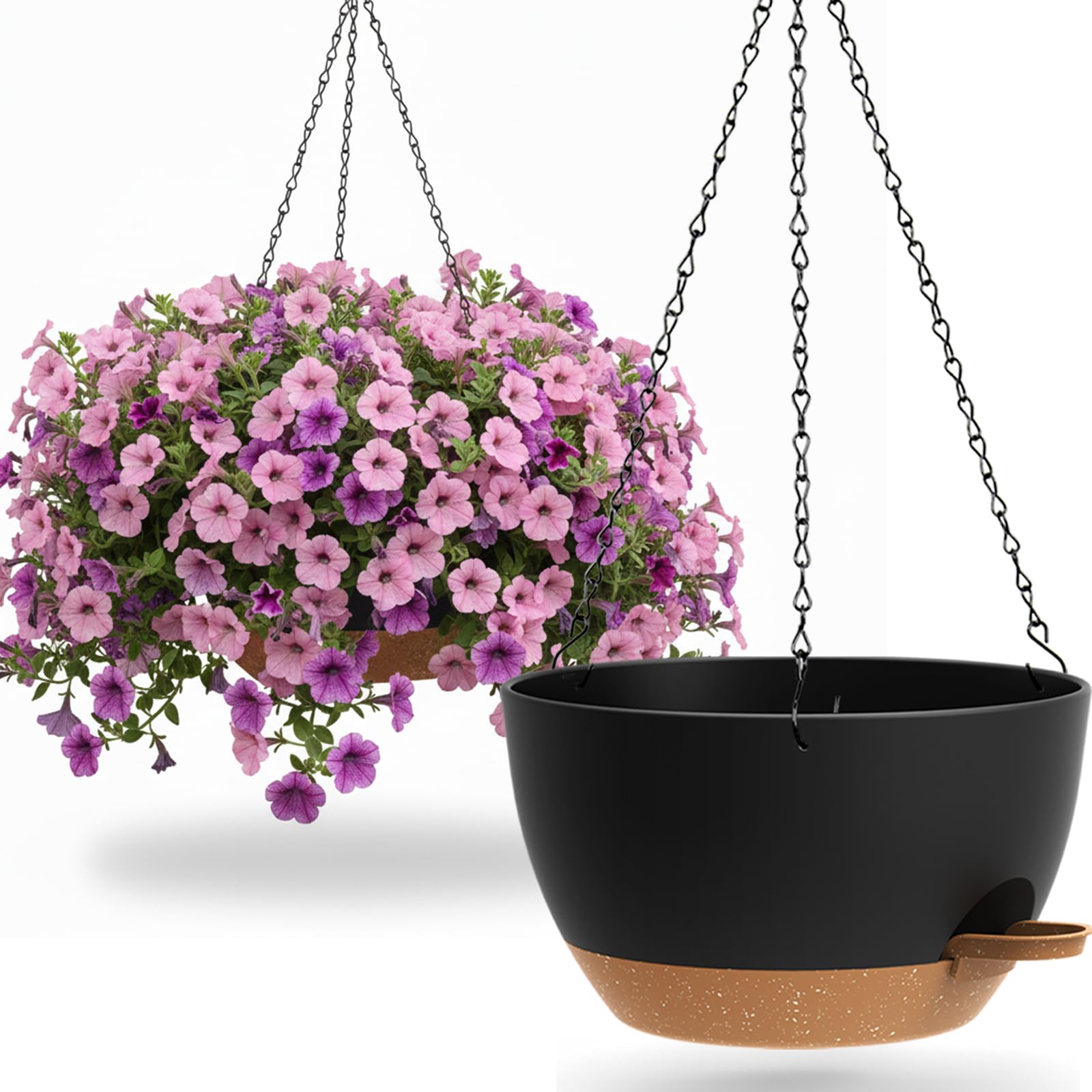 UOUZ 13 inch self-watering hanging planter in two-pack for versatile use