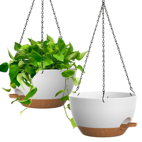 UOUZ 13-inch self-watering hanging planter overview—durable, space-saving design for indoor or outdoor use.