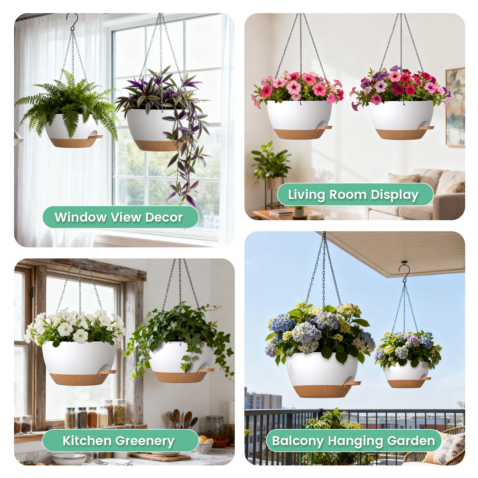 UOUZ modern hanging planter in window setup—minimalist design saves space.