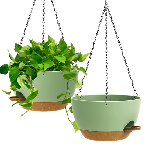 UOUZ 13-inch self-watering hanging planter front view for easy indoor greenery