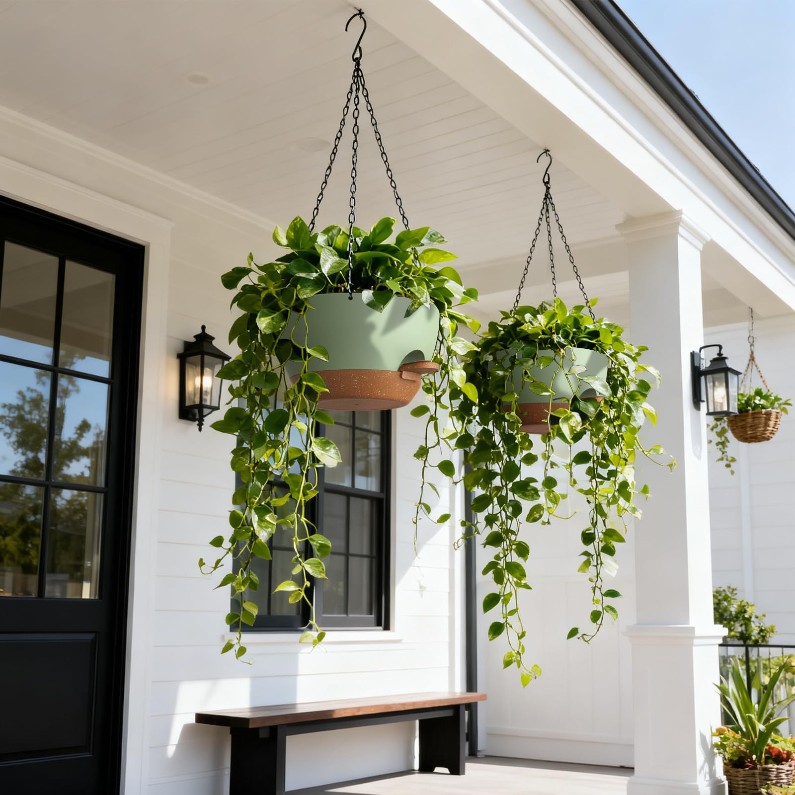 UOUZ two-pack self-watering planters with reservoir highlighting convenient water storage