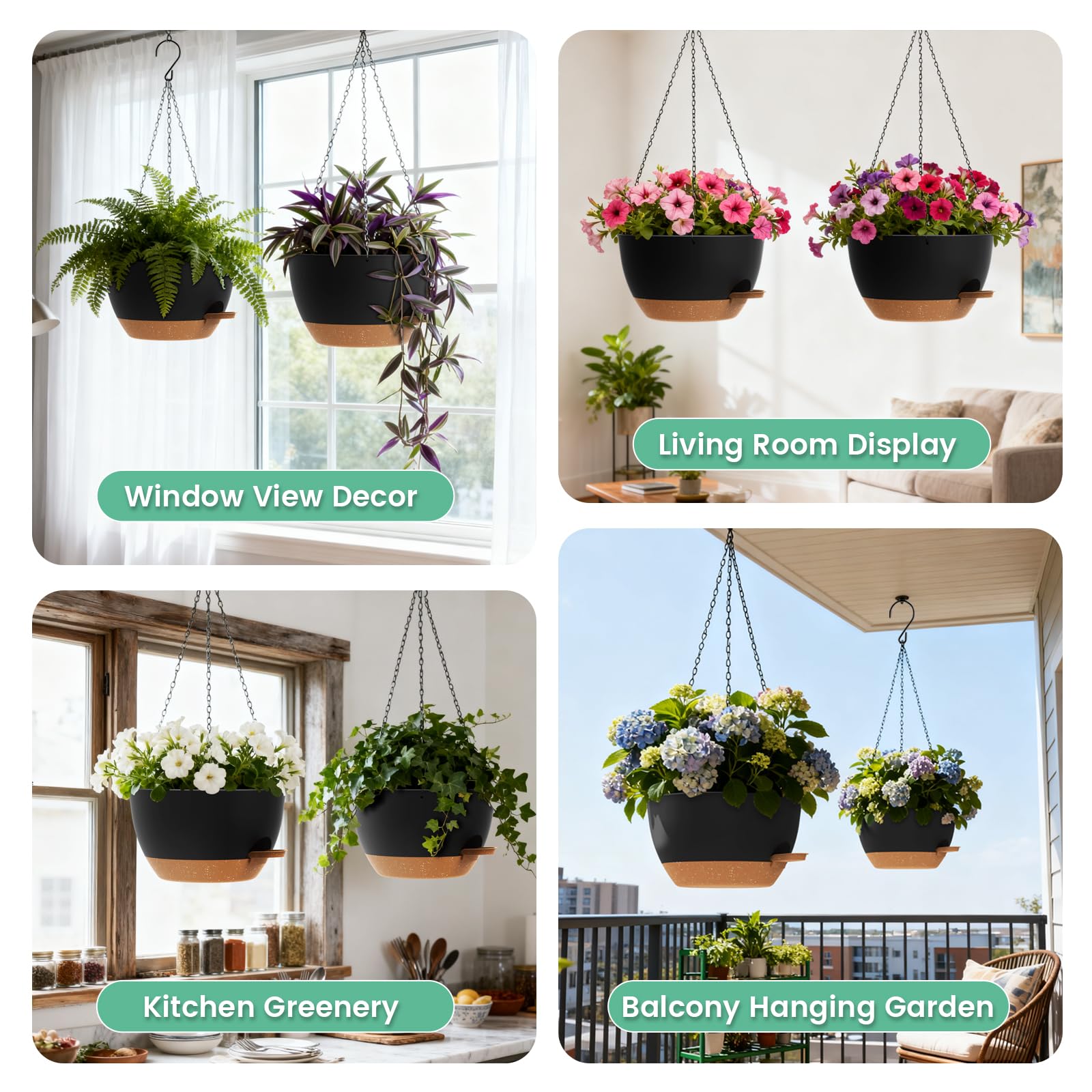 Rust-resistant 23.5 inch chains included with UOUZ planters