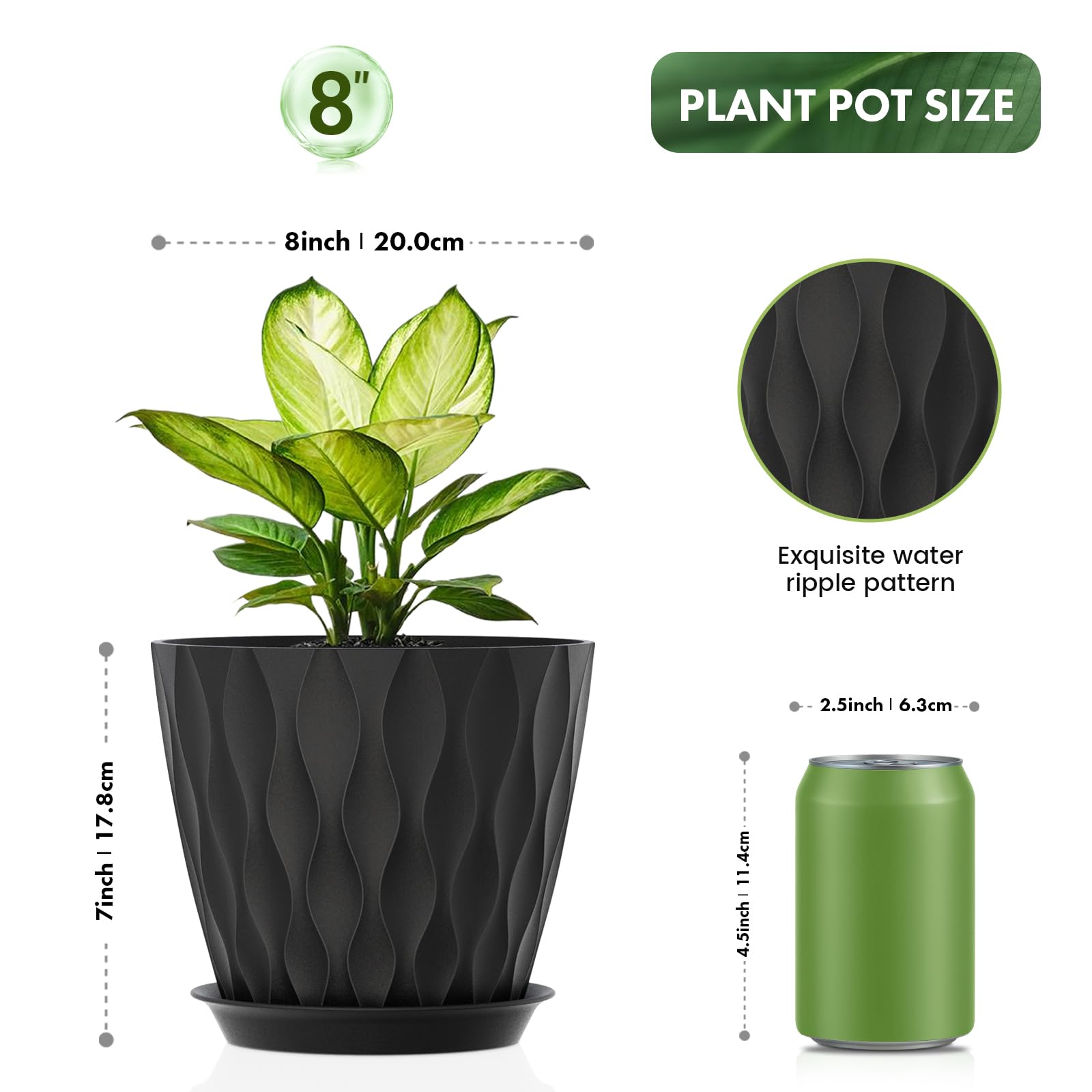 UOUZ 4-pack 8-inch pots highlighting versatile indoor/outdoor use and easy rearrangement