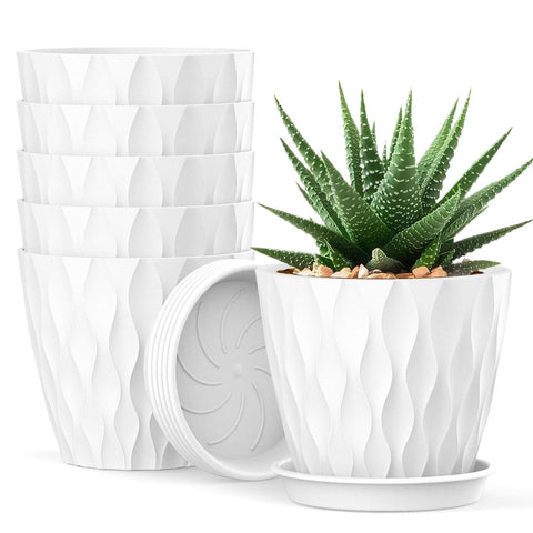 UOUZ 4-inch waffle texture pot with drainage holes for healthy roots.