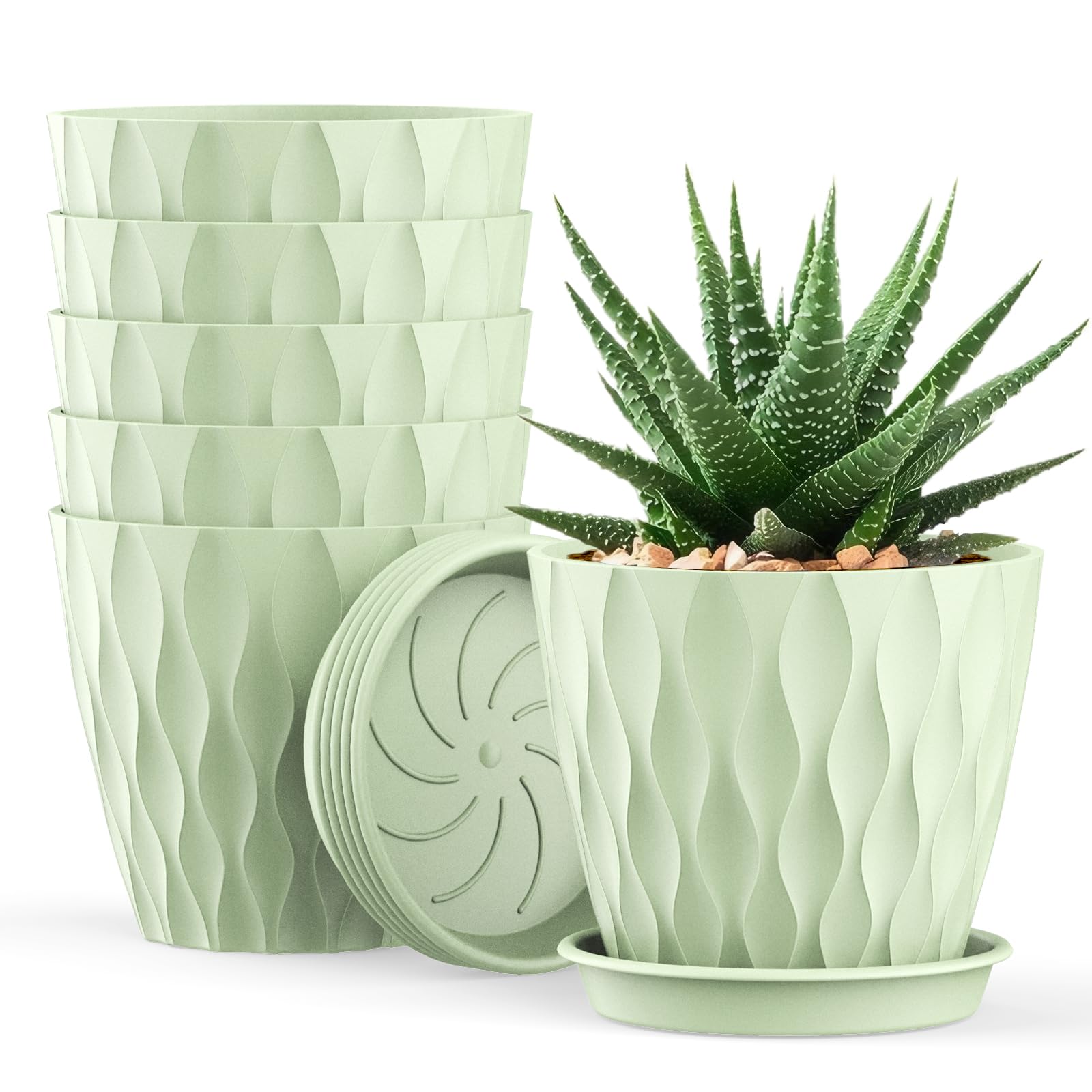 UOUZ 4-inch waffle-texture pot for compact indoor plant starters.