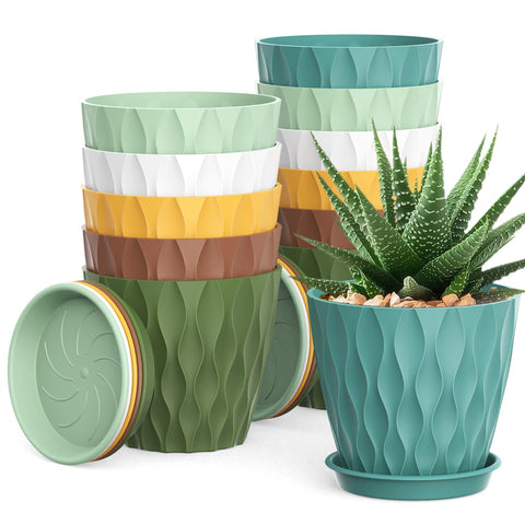 UOUZ 4-inch waffle texture pots with drainage holes for healthy roots.