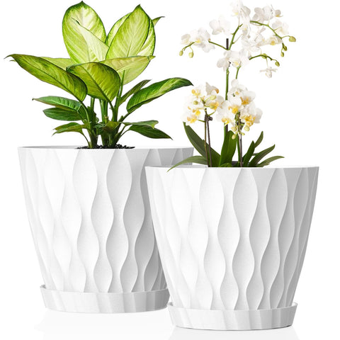 UOUZ 8inch plant pot with drainage holes for healthy indoor growth