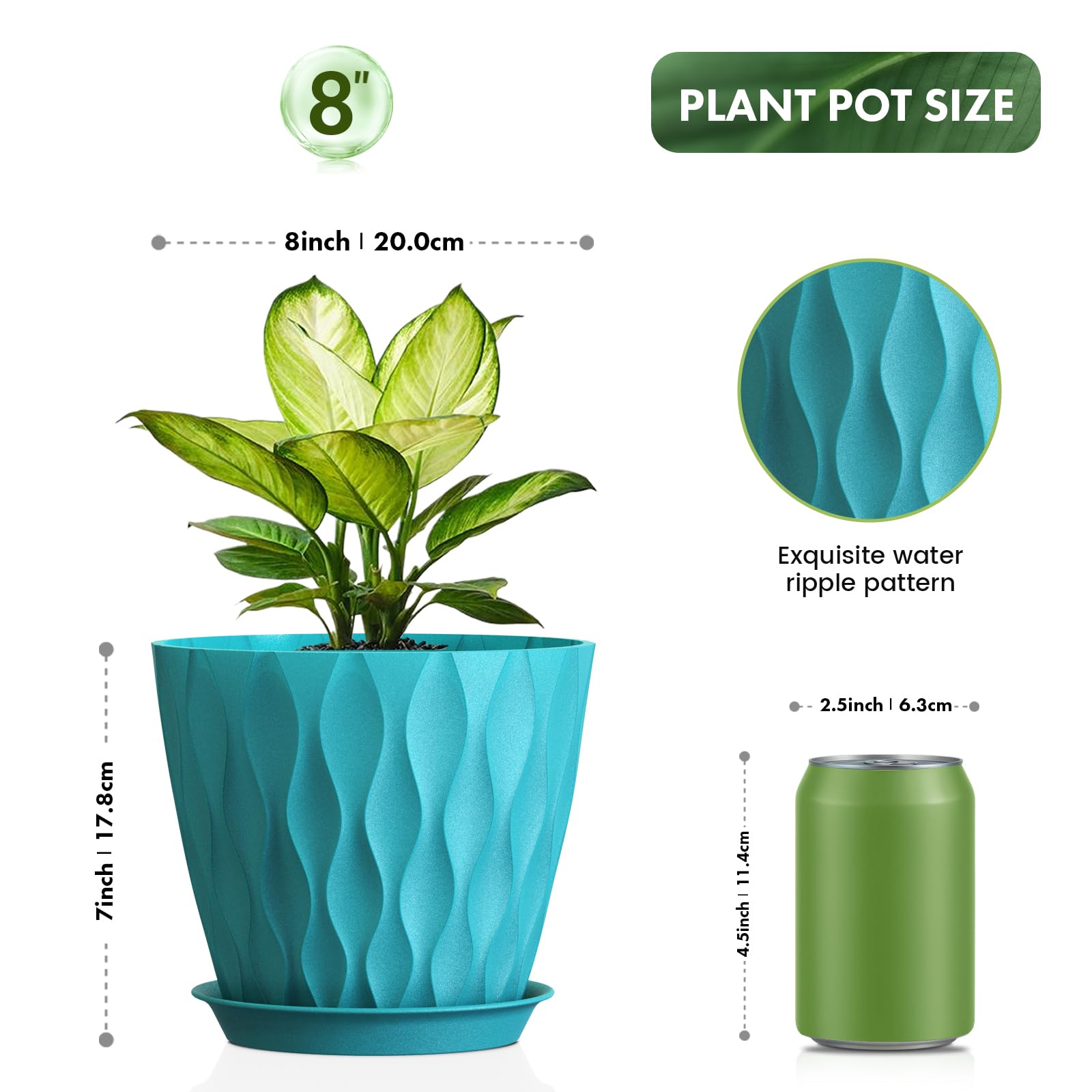 UOUZ waffle-texture 8-inch pot adds modern style to indoor greenery.