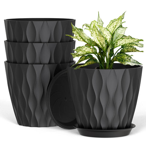 UOUZ 8-inch plant pot with waffle texture for stylish indoor décor and healthy roots