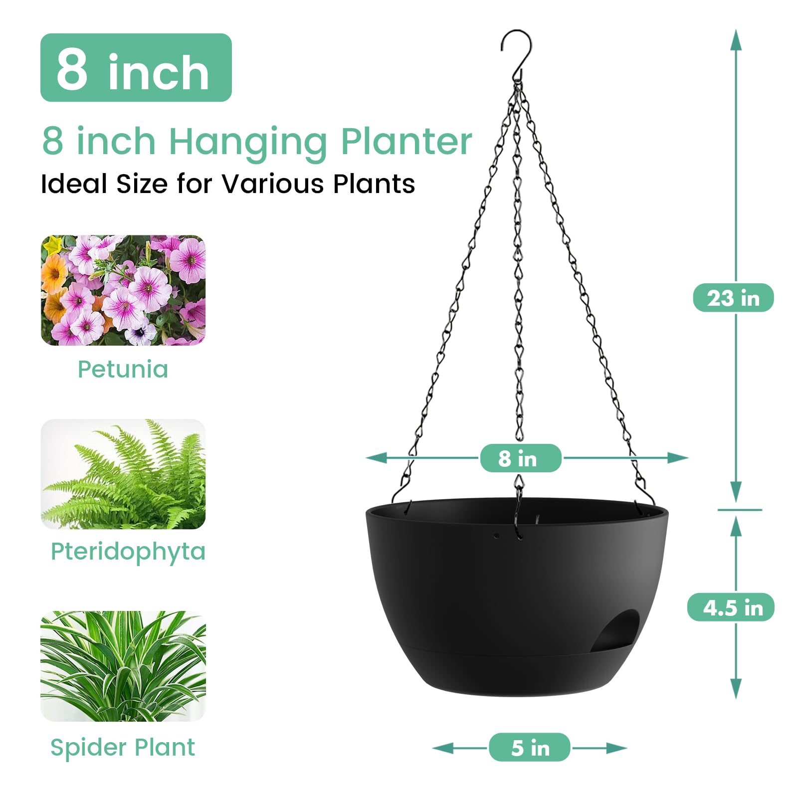 UOUZ 8-inch planter drainage hole close-up highlighting root-friendly system