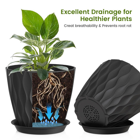 UOUZ 8-inch pot with drainage holes maintains even moisture and prevents overwatering