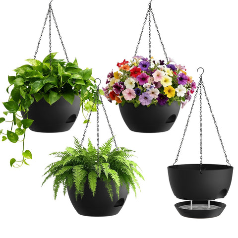 UOUZ 8-inch self-watering planter front view with built-in reservoir for easy hydration