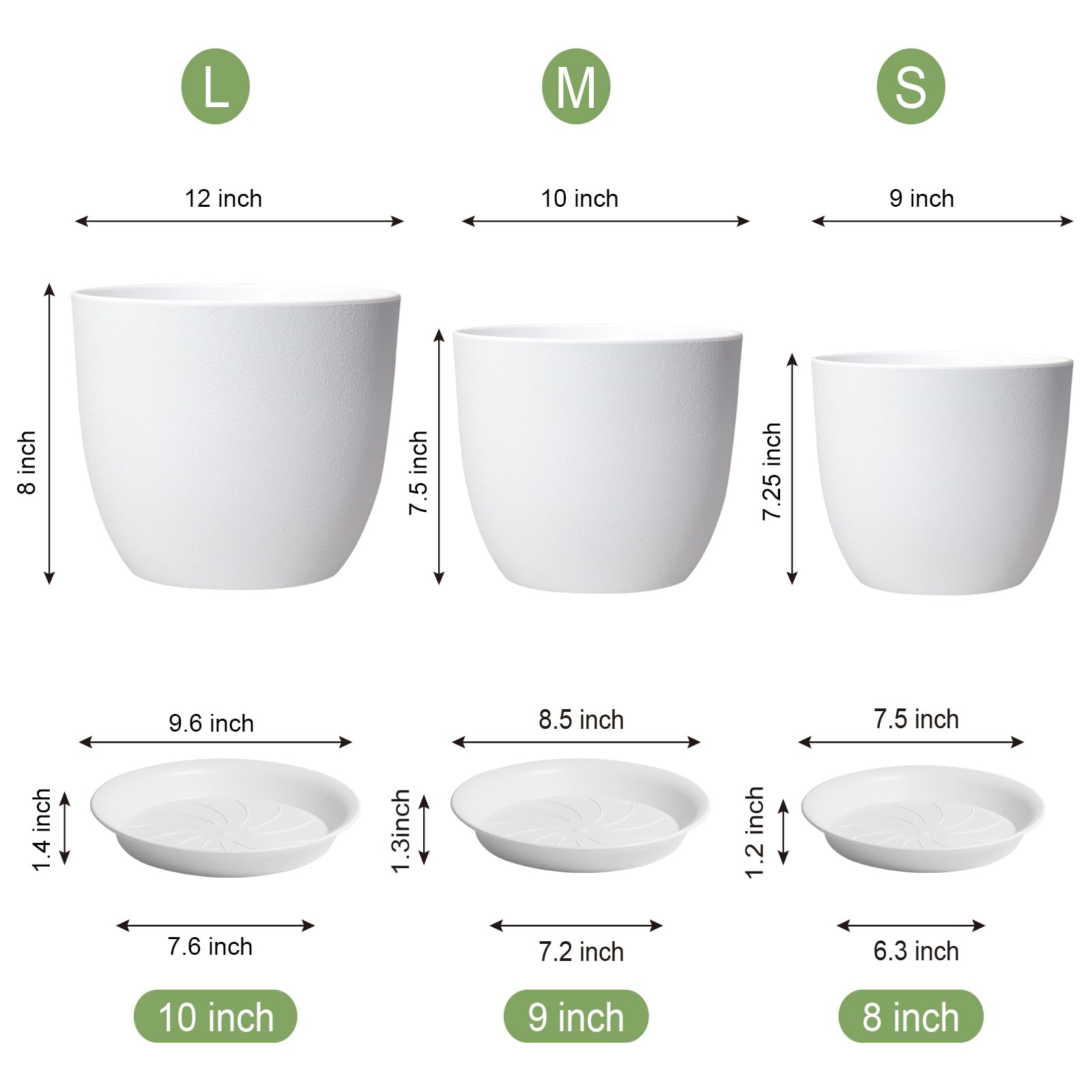 UOUZ 9-inch plant pot with drainage holes and saucer for small spaces.