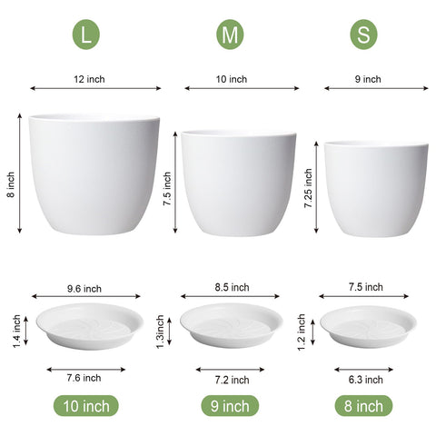 UOUZ 9-inch plant pot with drainage holes and saucer for small spaces.