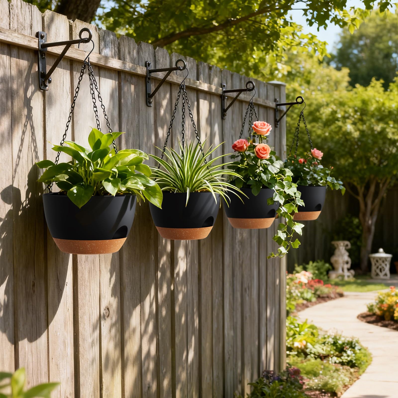 Compact 8-inch size fits balconies, patios, and living rooms.