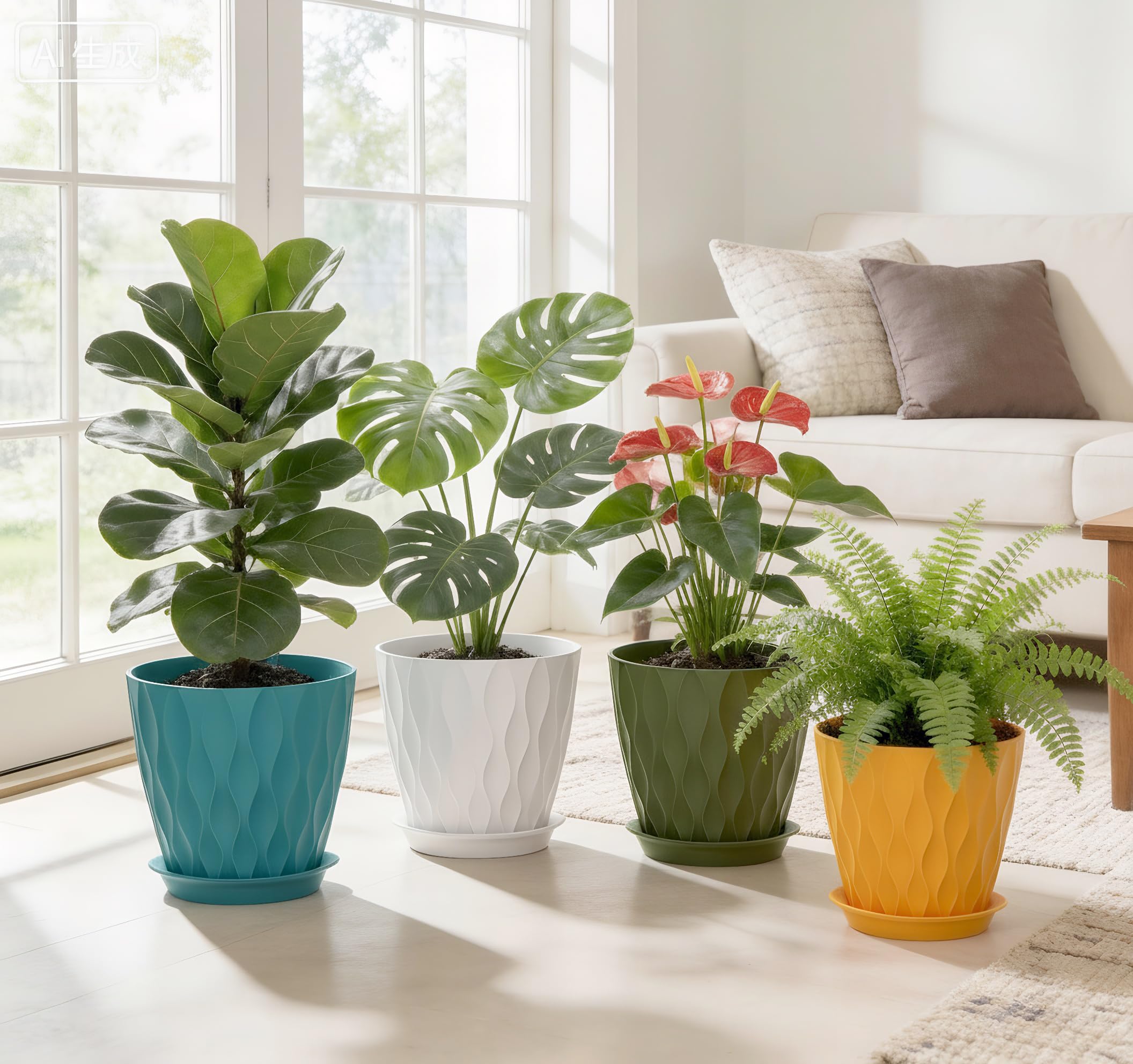 UOUZ durable plastic pot collection for beginners and multiple plants.