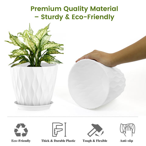 UOUZ fiddle leaf fig pot with a modern white finish