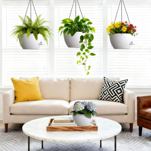 UOUZ hanging planter with removable tray for easy maintenance and patio aesthetics.