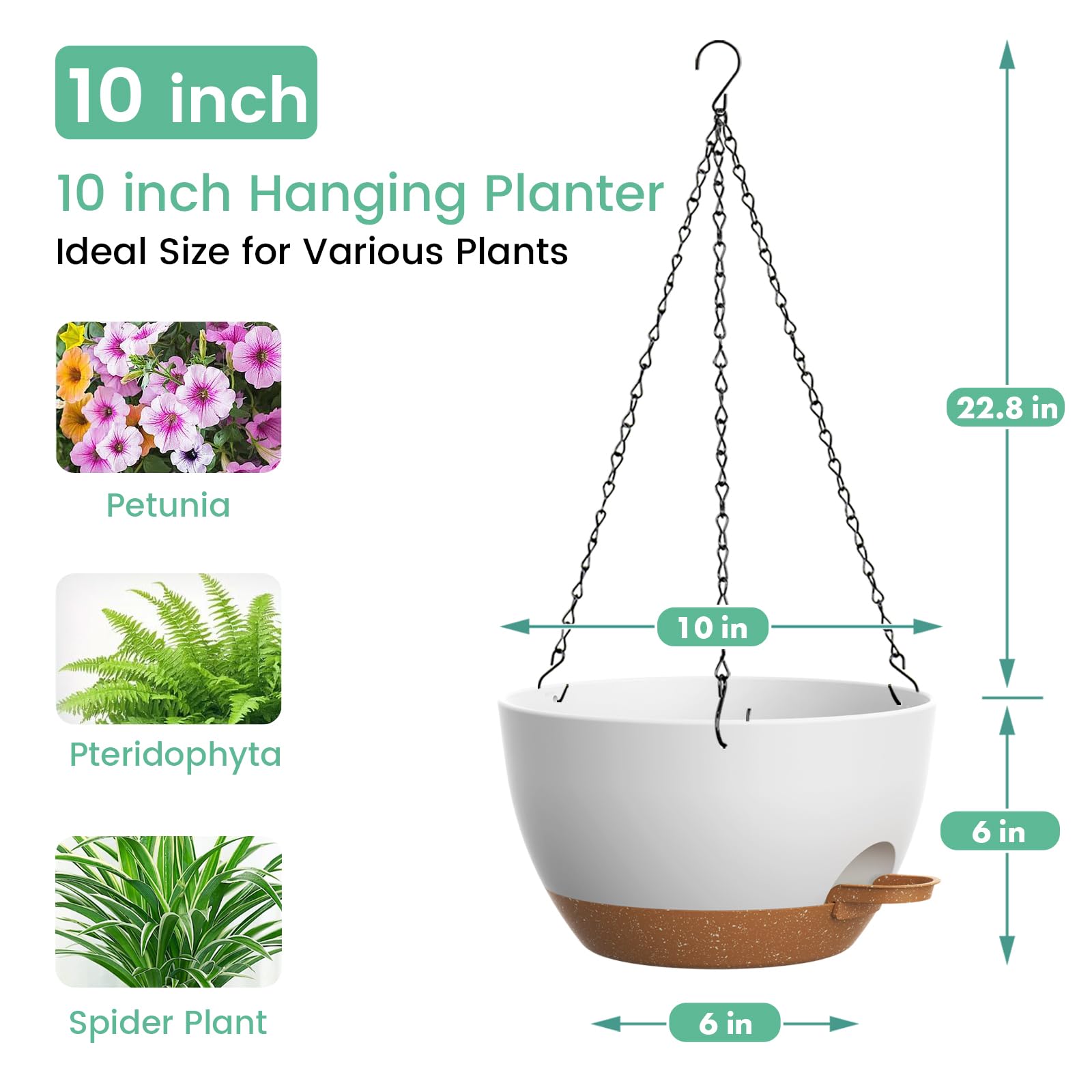White and brown UOUZ hanging planter suited for indoor or outdoor spaces