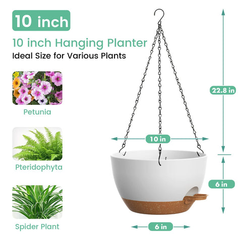 White and brown UOUZ hanging planter suited for indoor or outdoor spaces