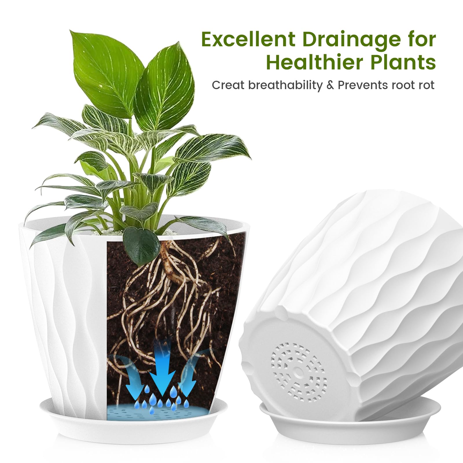 UOUZ indoor outdoor plant pot set ready for versatile placement
