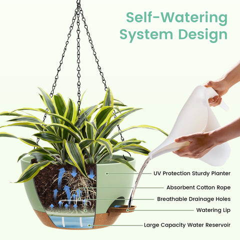 UOUZ versatile hanging pots suit ivy, ferns, balcony, and patio greenery.