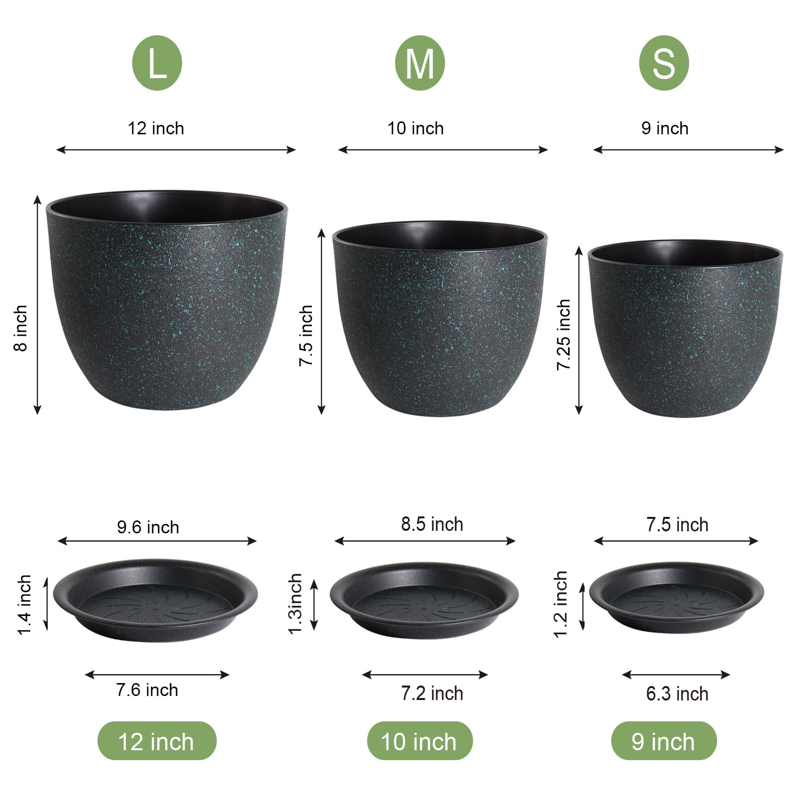 UOUZ 10-inch large modern plant pot ideal for medium greenery.