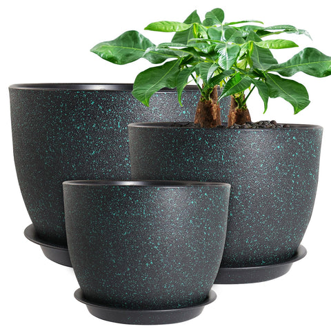 UOUZ 12-inch large modern plant pot with drainage holes for indoor use.