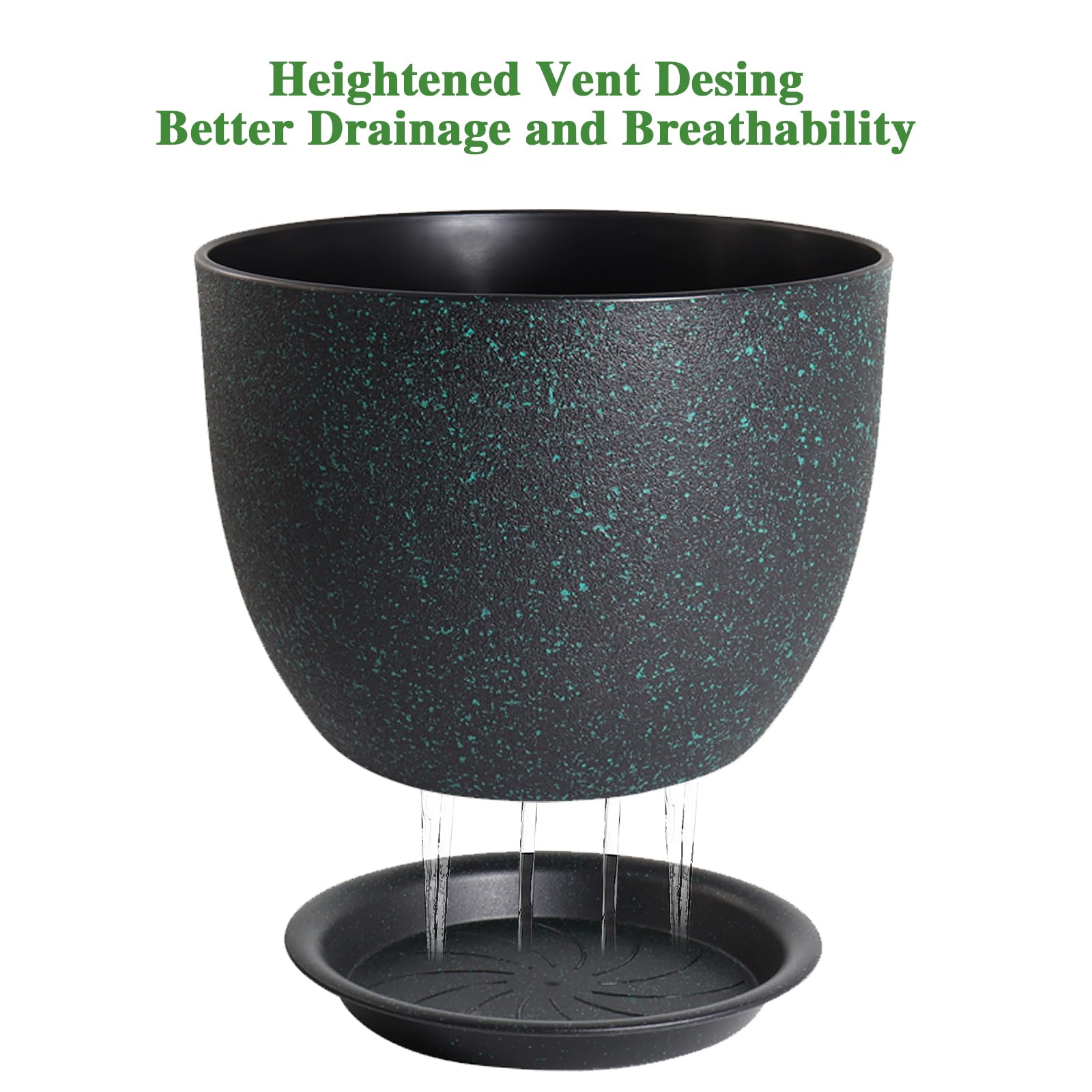 UOUZ 9-inch large modern plant pot suitable for compact spaces with saucer.