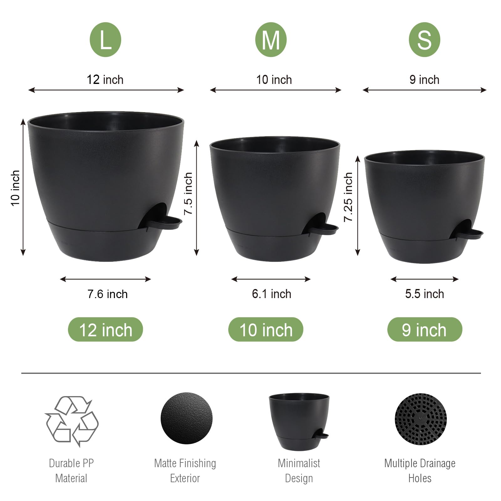 UOUZ 10-inch side view ideal for compact balcony plant setups