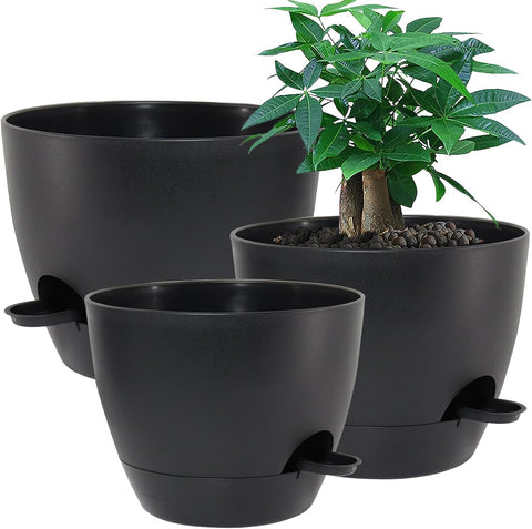 UOUZ large self-watering pots 12-inch front view for thriving indoor plants