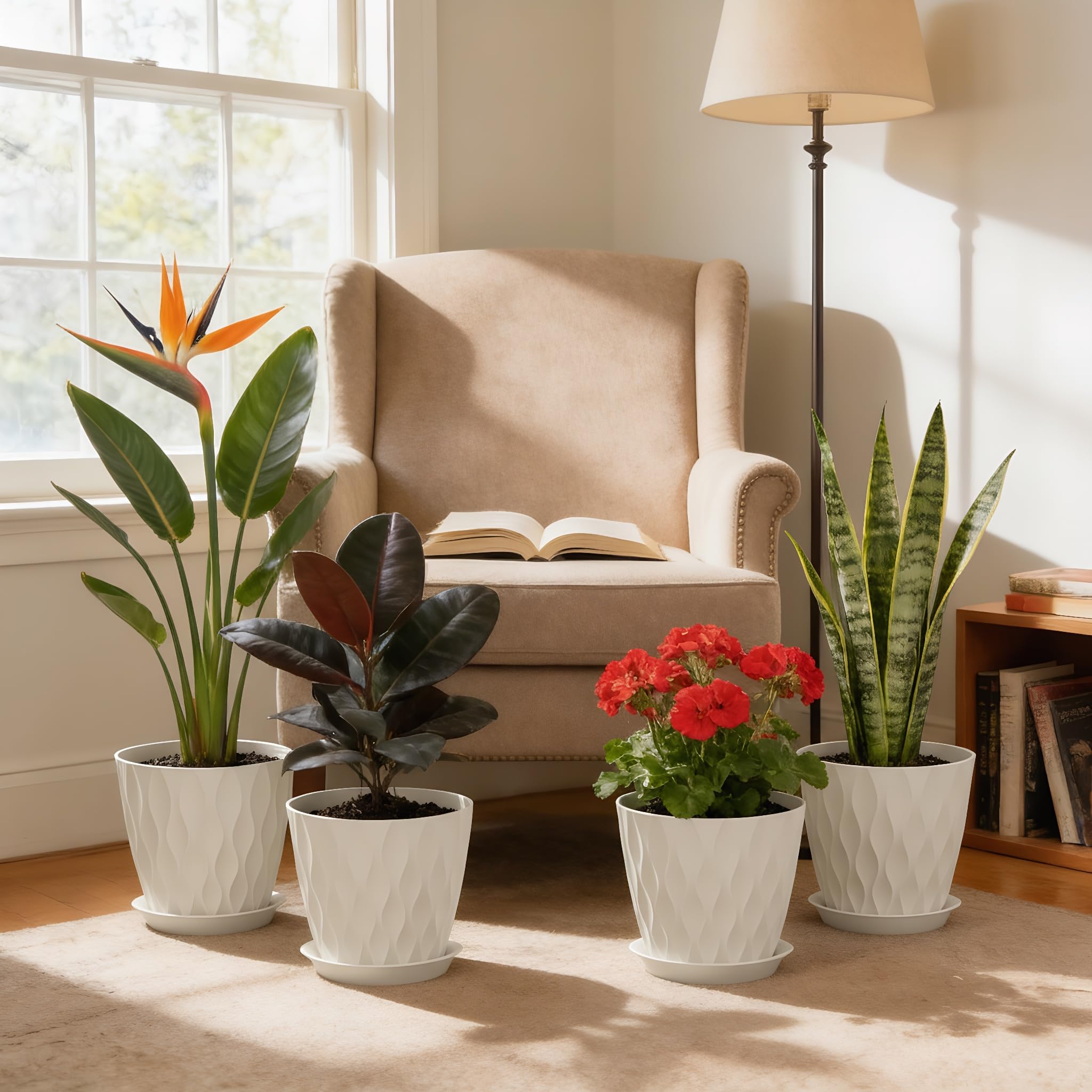 UOUZ minimalist white planter enhances home decor
