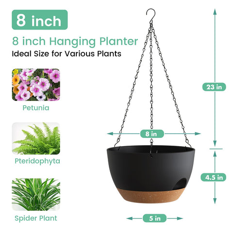 Sleek black design of UOUZ hanging planters suits indoor and outdoor spaces.