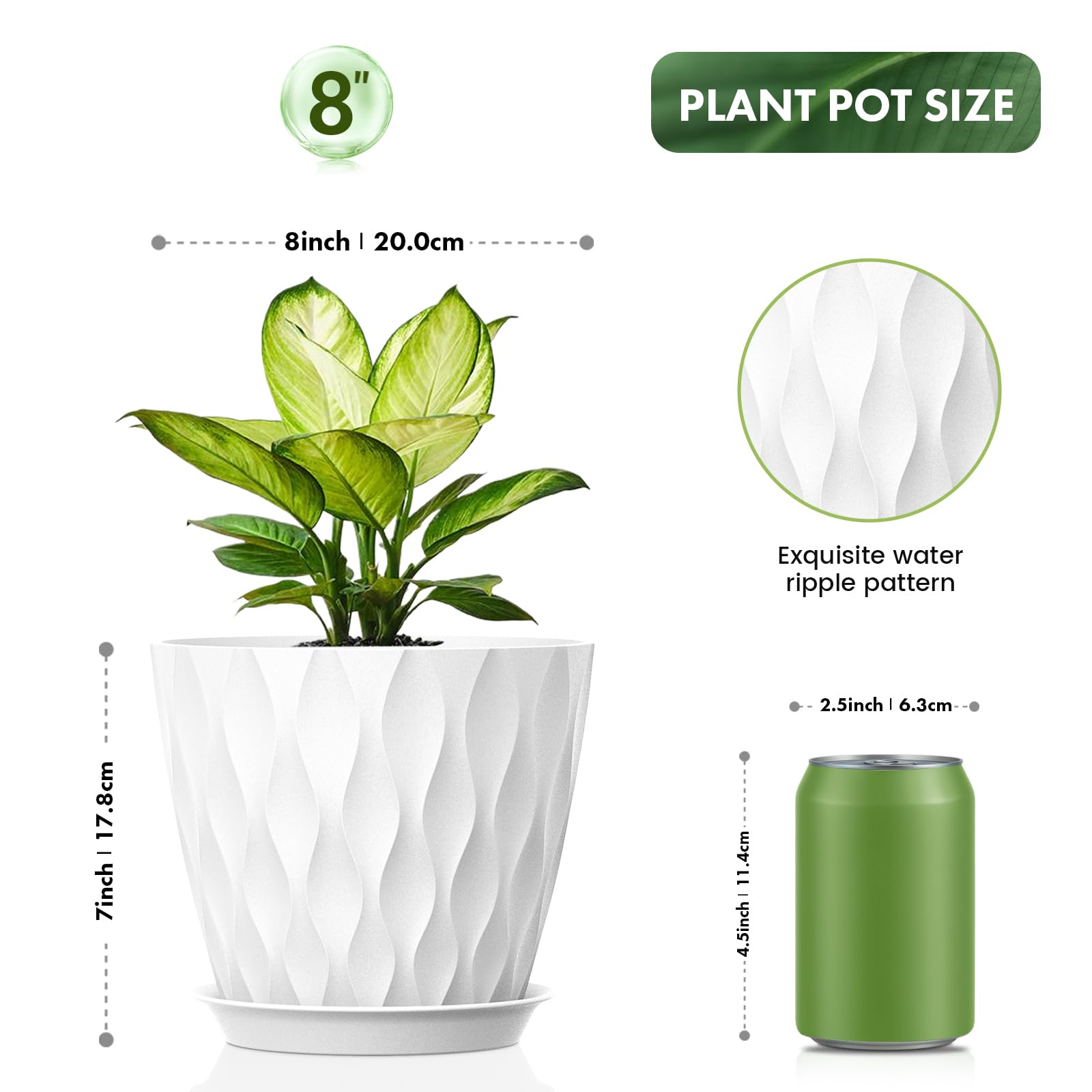 UOUZ plant pot shows drainage holes and included tray for clean watering